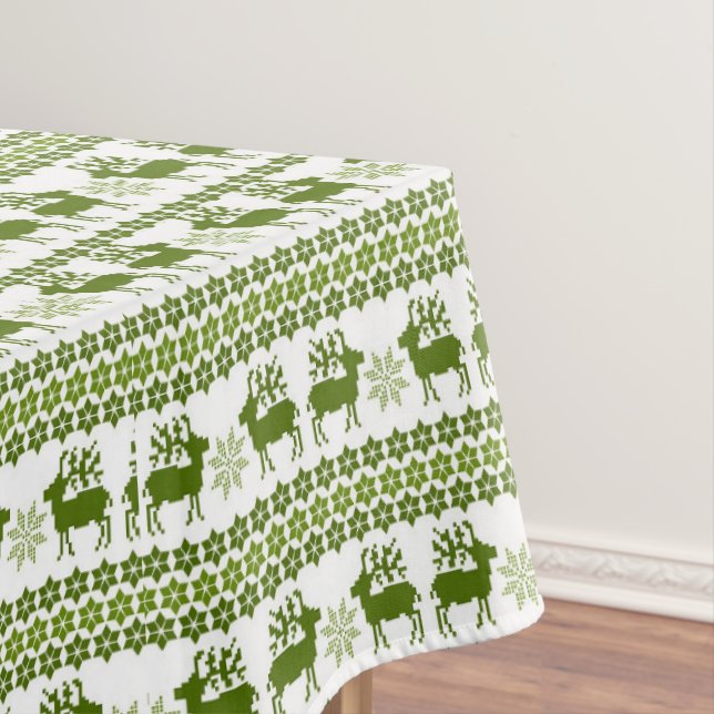 Nordic Reindeer & Snowflakes Tablecloth (In Situ)
