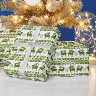 Nordic Reindeer & Snowflakes Wrapping Paper