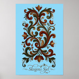 Nordic Rosemaling Poster, Skogens Sjel Scandinavia Poster