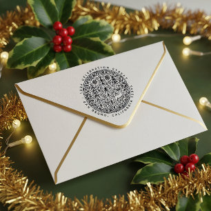 Nordic Scandi Christmas Trees and Reindeer Address Self-inking Stamp