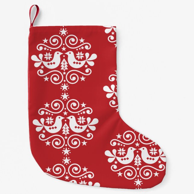 Nordic Scandinavian Christmas Decorations Small Christmas Stocking (Front)