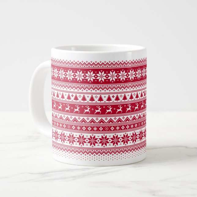 Nordic - Scandinavian Christmas Jumbo MugV2 Large Coffee Mug (Front Left)