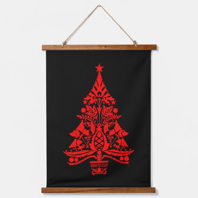 Nordic Scandinavian Christmas Tree Decorations Hanging Tapestry (Front)