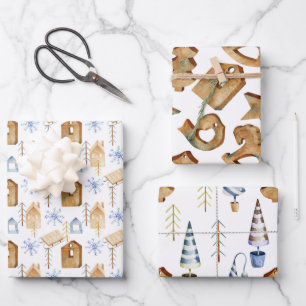 Nordic Scandinavian Contemporary Christmas  Wrapping Paper Sheet