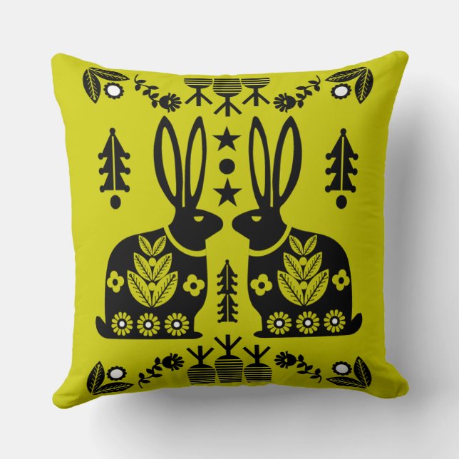 Nordic Scandinavian Folk Art  Cushion (Back)