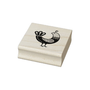 Nordic/Scandinavian Folk bird, love bird, folk art Rubber Stamp