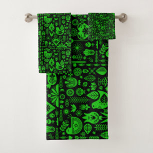 Nordic Scandinavian Folk Pattern Art Bath Towel Set