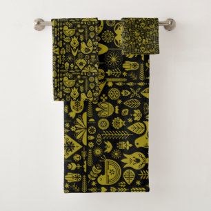 Nordic Scandinavian Folk Pattern Art   Bath Towel Set
