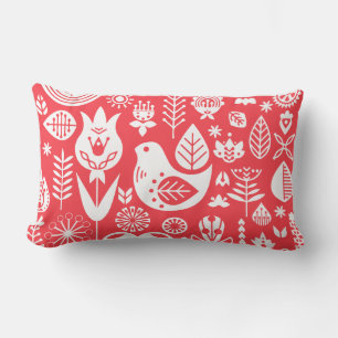 Nordic Scandinavian Folk Pattern Art   Lumbar Cushion