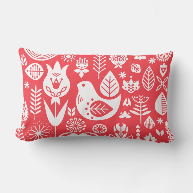 Nordic Scandinavian Folk Pattern Art   Lumbar Cushion (Front)
