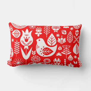Nordic Scandinavian Folk Pattern Art   Lumbar Cushion