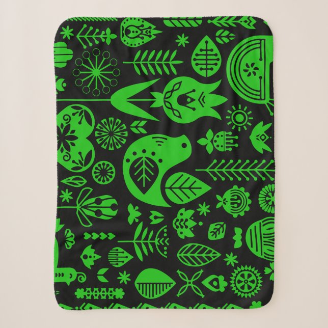Nordic Scandinavian Folk Pattern Art   Sherpa Blanket (Front)