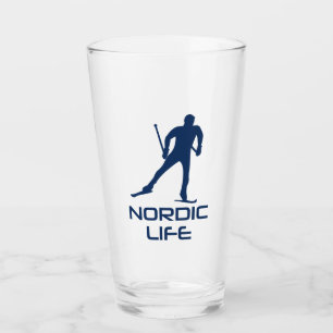 Nordic Skiing Life Glass