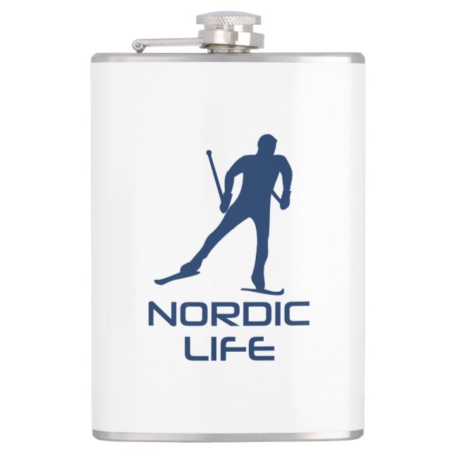 Nordic Skiing Life Hip Flask (Front)