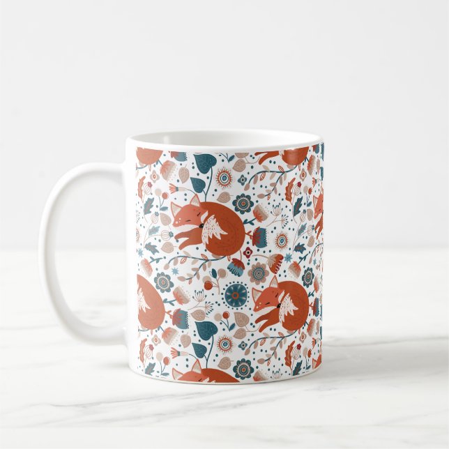 Nordic sleeping fox pattern  coffee mug (Left)