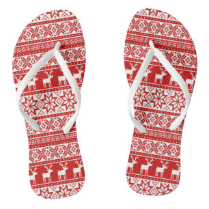 Nordic Snowflake Reindeer Ugly Christmas Sweater Jandals