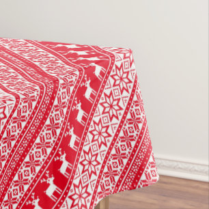 Nordic Snowflake Reindeer Ugly Christmas Sweater Tablecloth