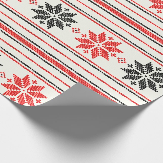 Nordic Snowflake Stripe Wrapping Paper (Corner)