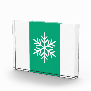 Nordic Snowflake Vertical Green Blue White Stripes Photo Block
