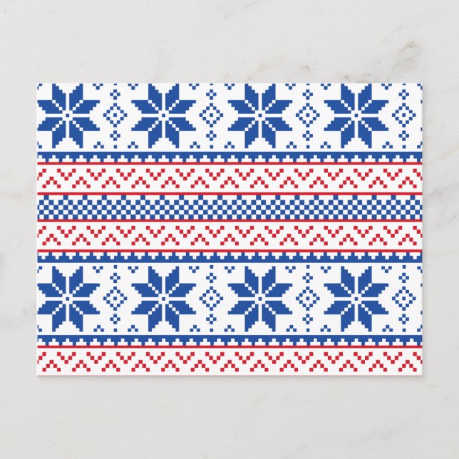 Nordic Snowflakes Christmas Pattern Holiday Postcard (Front)