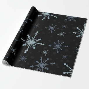 Nordic Snowflakes Navy Blue Wrapping Paper