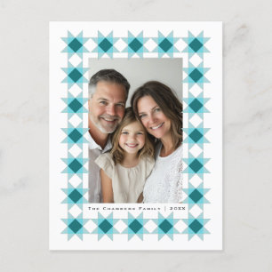 Nordic Star Frame Blue Aqua Holiday Postcard