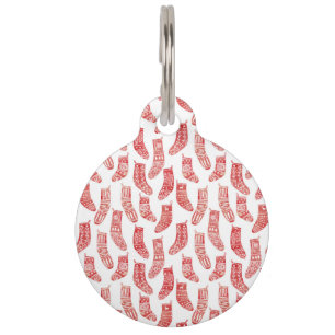 Nordic Stockings Red and White Pet Tag