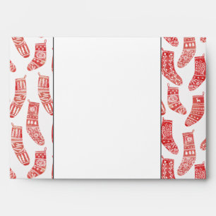 Nordic Stockings Scandinavian Christmas Red White Envelope
