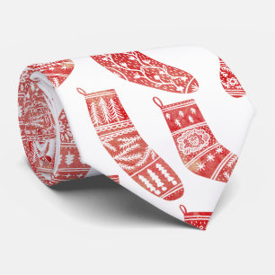 Nordic Stockings Scandinavian Christmas Red White Tie