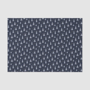 Nordic Stone Blue-Grey Christmas Trees Dark Tissue Paper