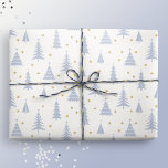 Nordic Stone Blue-Grey Christmas Trees White Wrapping Paper<br><div class="desc">This creamy white gift wrap features a festive Nordic woodland scene with stone blue-grey Christmas trees and tiny golden stars. It is ready to add a touch of magic and wonder to your winter holiday celebrations with your loved ones. Original artwork by Marketa Stengl.</div>