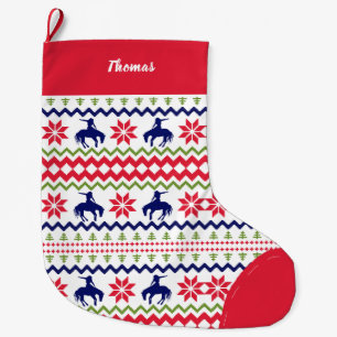 Nordic Style Rodeo Cowboy Pattern Christmas Large Christmas Stocking