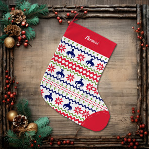 Nordic Style Rodeo Cowboy Pattern Christmas Large Christmas Stocking
