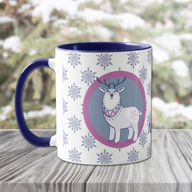 Nordic Style Santa and Reindeer Personalised Mug (Creator Uploaded)