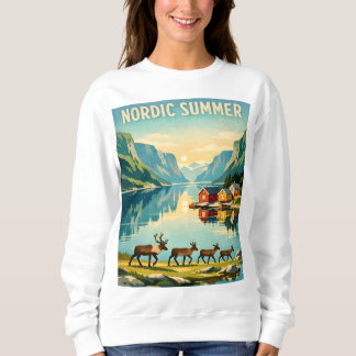 Nordic Summer – Vintage Scandinavian Fjord Travel Sweatshirt