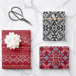 Nordic Sweater Patterns Wrapping Paper Sheet