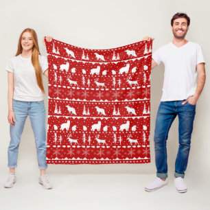 Nordic Sweater Polar Bear Fox Stag Deer Snowflakes Fleece Blanket