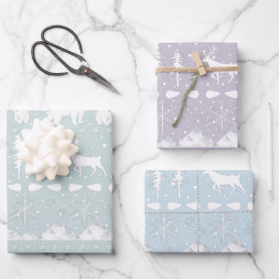 Nordic Sweater Winter Animals Pastel Colours Wrapping Paper Sheet