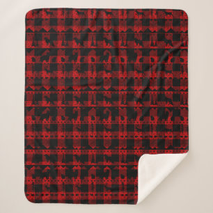 Nordic Sweater Winter Animals Red Buffalo Plaid Sherpa Blanket