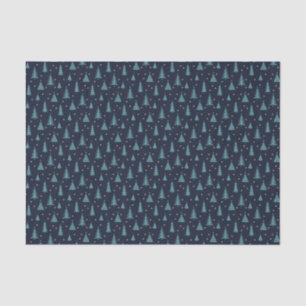 Nordic Teal Christmas Trees Dark Tissue Paper