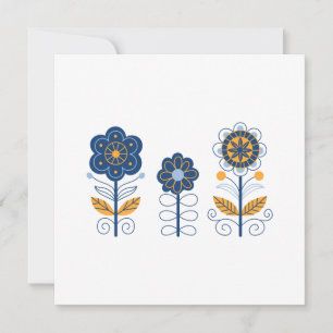 Nordic Three Flowers Blank Card