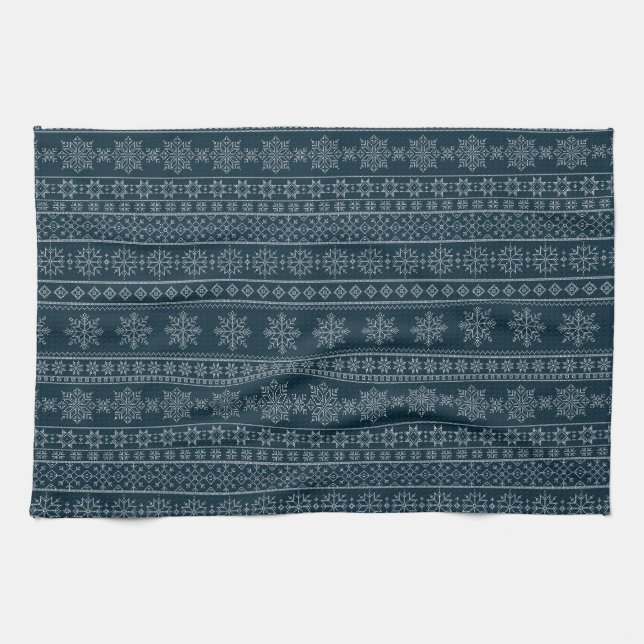Nordic ugly sweater knitwear xmas winter pattern  tea towel (Horizontal)