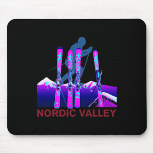 Nordic Valley Skiing Retro 90s Nordic Valley Ski Mouse Pad