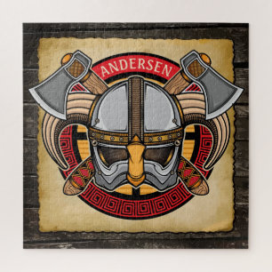 Nordic Viking Warrior ADD NAME Norse Axe Norsemen Jigsaw Puzzle