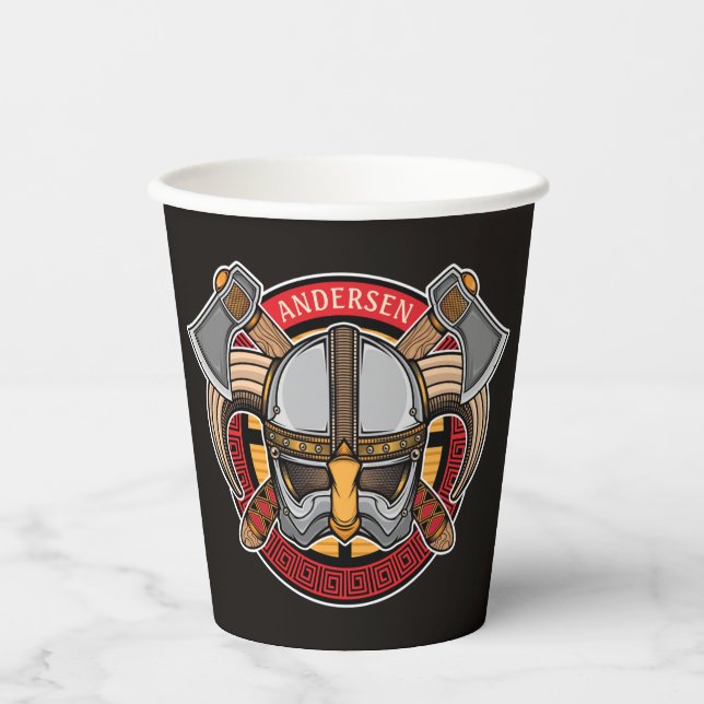 Nordic Viking Warrior ADD NAME Norse Axe Norsemen Paper Cups (Front)