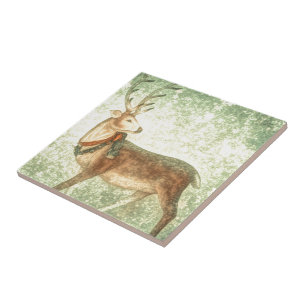 Nordic vintage scandinavian christmas reindeer tile