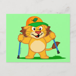 Nordic Walking Lion Postcard