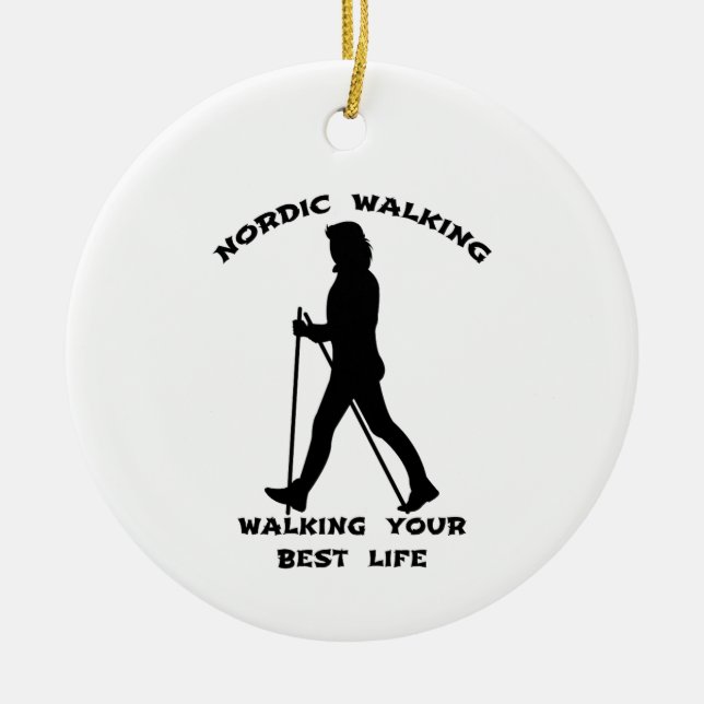 Nordic Walking - Walking Your Best Life Ceramic Tree Decoration (Front)