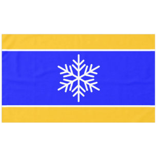 Nordic White Snowflake Royal Blue Yellow Stripes Tablecloth