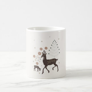 Nordic winter forest deers coffee mug